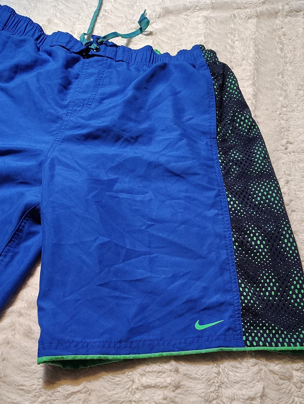 NIKE Men's Swim Trunks Shorts Royal Blue Green Mesh Lined